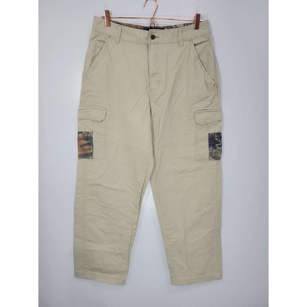 RedHead Mens Tan Cargo Pants Camo‎ Accents Straight Leg 34x32 (Measures 32x30)